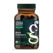 Gaia Herbs Black Elderberry bottle front for daily immune support.