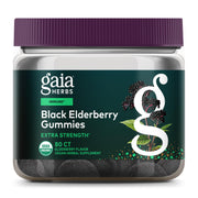 Gaia Herbs Black Elderberry gummies bottle for convenient daily immune support.