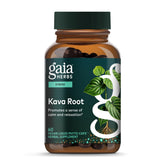 Gaia Herbs Kava Root phyto-cap bottle showing calming adaptogen blend for evening relaxation