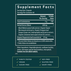 Gaia Herbs Microbiome Cleanse bottle pour demonstrates convenient daily dosing