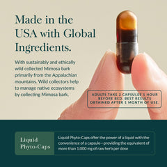 Gaia Herbs Nighttime Comfort mimosa ingredient live shot for plant-based support