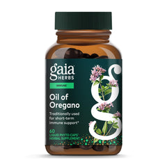 Gaia Herbs Oil of Oregano bottle front view for immune support.