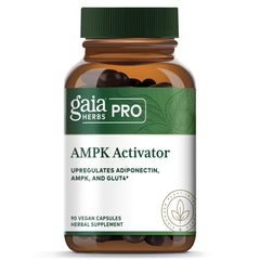 Gaia Herbs PRO AMPK Activator bottle demonstrating cellular energy support