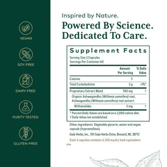 Gaia Herbs Pro Ashwagandha 700 capsules closeup shows potency for daily use