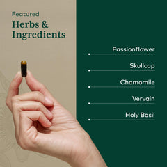 GAIA Herbs PRO Calm Restore skullcap closeup highlights the calming herb blend.