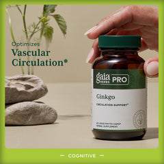 Gaia Herbs PRO Ginkgo capsules close-up showing liquid phyto-caps