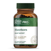 Gaia Herbs Pro Hawthorn bottle pour showing premium cardiovascular support in action