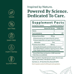 Gaia Herbs Pro Immune Activator bottle back with supplement facts for informed dosing.