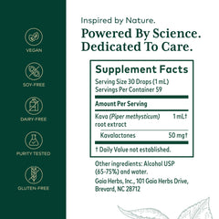 Gaia Herbs PRO Kava 50 label close-up showing noble kava origin