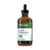 Gaia Herbs PRO liquid magnesium bottle highlighting potency for daily energy support.