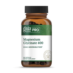Gaia Herbs PRO Magnesium Glycinate 400mg bottle—high-absorption formula for daily wellness.