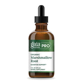 GAIA HERBS PRO Marshmallow Root bottle label shows organic ingredients for digestive support.