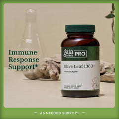 GaIa Herbs PRO Olive Leaf 1360 pour bottle ready for daily use.