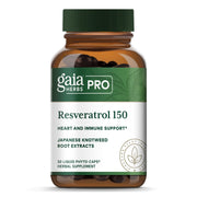 Gaia Herbs Pro Resveratrol 150 bottle with daily trans-resveratrol for potential heart health support.