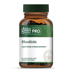 Gaia Herbs PRO Rhodiola energy bottle supports steady daily focus and natural energy.
