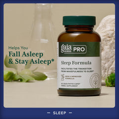 Gaia Herbs PRO Sleep Formula label detail shows organic extracts and potency.