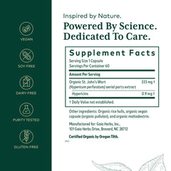Gaia Herbs Pro St. John's Wort capsules pouring for easy daily use.