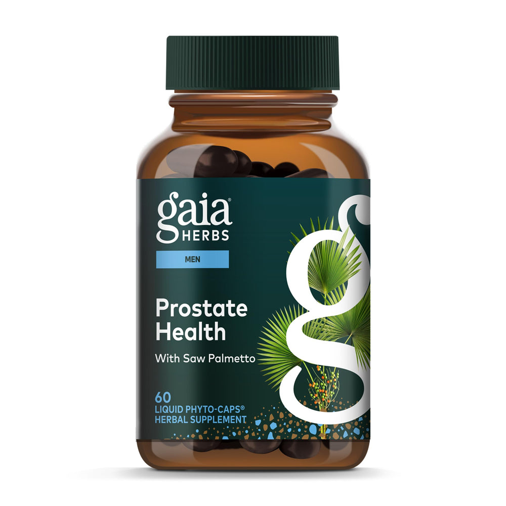 Gaia Herbs Prostate Health bottle with vegan capsules for daily wellness