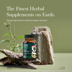 Gaia Herbs Quick Defense label close-up showing ingredients and dosage