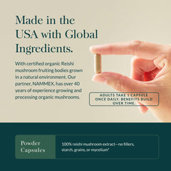 Gaia Herbs Reishi phyto-capsules close-up, vegan formula.