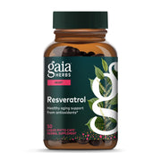 Gaia Herbs Resveratrol bottle front, highlighting antioxidant support for healthy aging