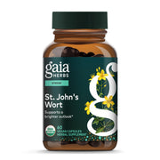Gaia Herbs St. John's Wort bottle for stress support during busy days.