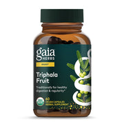 Gaia Herbs Triphala Fruit bottle with capsules for gentle daily digestive support