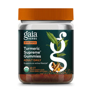 Gomitas Gaia Herbs Turmeric Supreme en bote para uso diario.