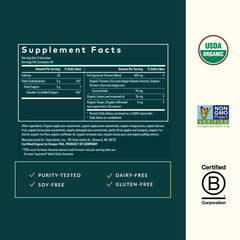 Close-up of Gaia Herbs Turmeric Supreme Gummies label highlighting curcuminoids