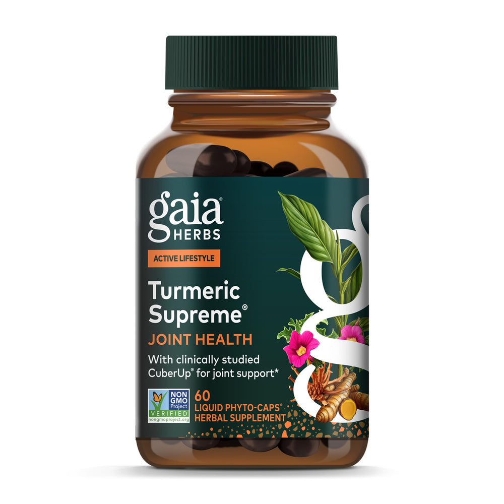 Gaia Herbs Turmeric Supreme Joint Health bottle front for daily joint support