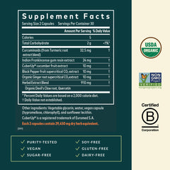Gaia Herbs Turmeric Supreme Joint Health capsules closeup with turmeric blend