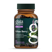Gaia Herbs Vitex Berry bottle label highlights branding for menstrual health support