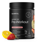 Gainful caffeine-free pre-workout powder bottle for caffeine-free workout energy.