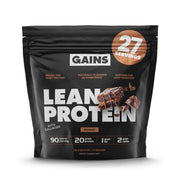 Gains in Bulk Lean Protein Powder Brownie flavor bottle boosts post-workout recovery