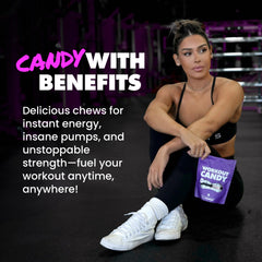GAINS IN BULK chews close-up texture reveals sour fruit flavor and chewy consistency.