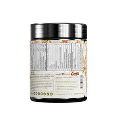 Serving size graphic with scoop and mix in water