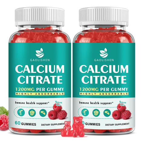 GAOLISHEN sugar-free calcium citrate 1200mg bottle supports bone health with vitamin D3 and K2.