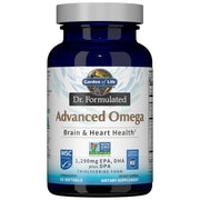 Garden of Life Advanced Omega Fish Oil lemon bottle showcases high-potency omega-3 formulation