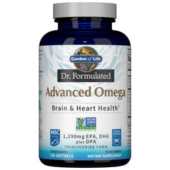 Garden of Life Dr. Formulated Advanced Omega Fish Oil lemon bottle supports brain and heart health