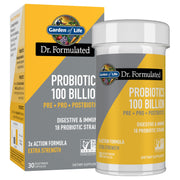 Garden of Life Dr Formulated Once Daily 3-in-1 bottle showcases 100B CFU for digestive balance.