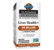Garden of Life Liver Health+ bottle emphasizes 90 Billion CFU for daily detox support.