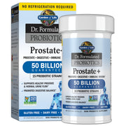 Garden of Life Dr Formulated Prostate+ bottle label highlights 50B CFU probiotic formula.