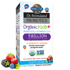 Garden of Life Organic Kids+ Berry Cherry bottle supports daily digestion