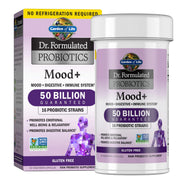 Garden of Life Mood+ bottle promotes mood support and digestive balance.