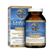 Garden of Life Omega-Zyme ULTRA bottle with capsules showing broad digestion support