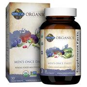 Garden of Life Once Daily Men's Multivitamin bottle; supports daily energy and wellness.