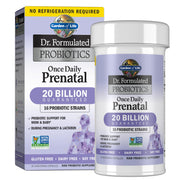 Garden of Life Once Daily Prenatal bottle shown for convenient daily probiotic support during pregnancy