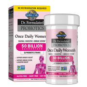 Garden of Life Once Daily Women’s Probiotics bottle on shelf supports digestive balance