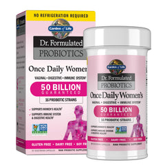 Garden of Life Once Daily Women’s Probiotics bottle on shelf supports digestive balance