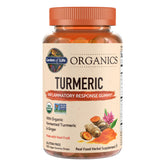 Garden of Life Organics Turmeric Gummy bottle with real fruit ingredients for on-the-go wellness